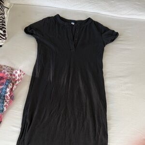 Old Navy Black Midi Henley Dress